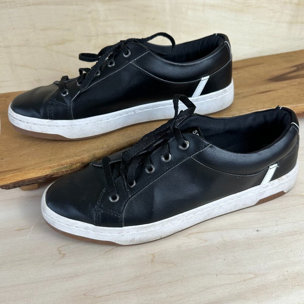 Sperry Topsiders Black‎ Faux Leather Sneakers 8 Lace Up